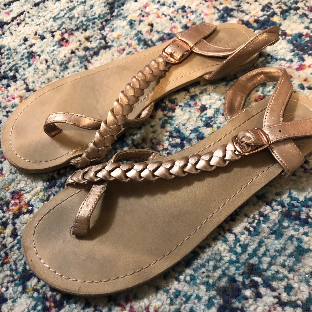 Rose Gold braided sandles